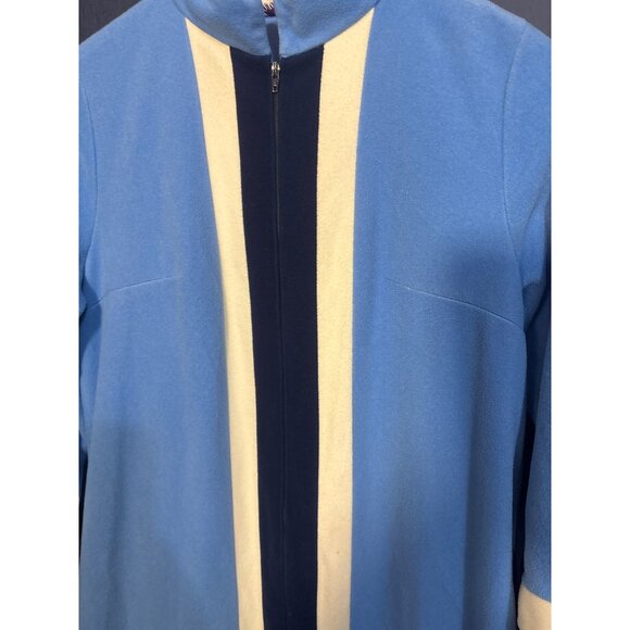 Vintage Vanity Fair Blue & Cream Robe With Front Zipper - Picture 2 of 5